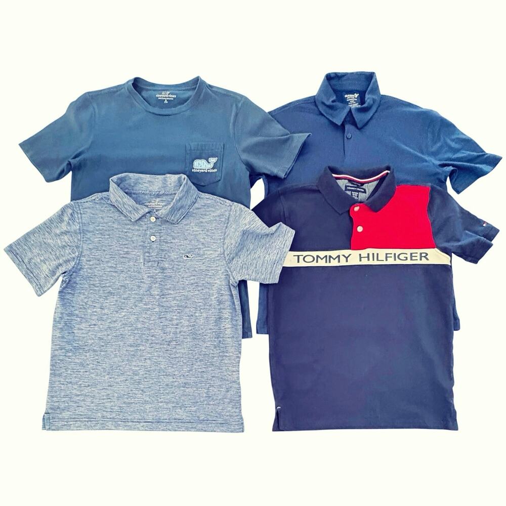 Lot of 4 Boys Shirts Size 8 Vineyard Vines Old Navy Tommy Hilfiger Preppy School
